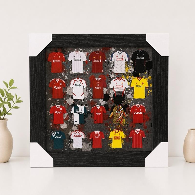Liverpool Football Frame 37cm x 37cm - Premium Display with 20 Iconic Jerseys