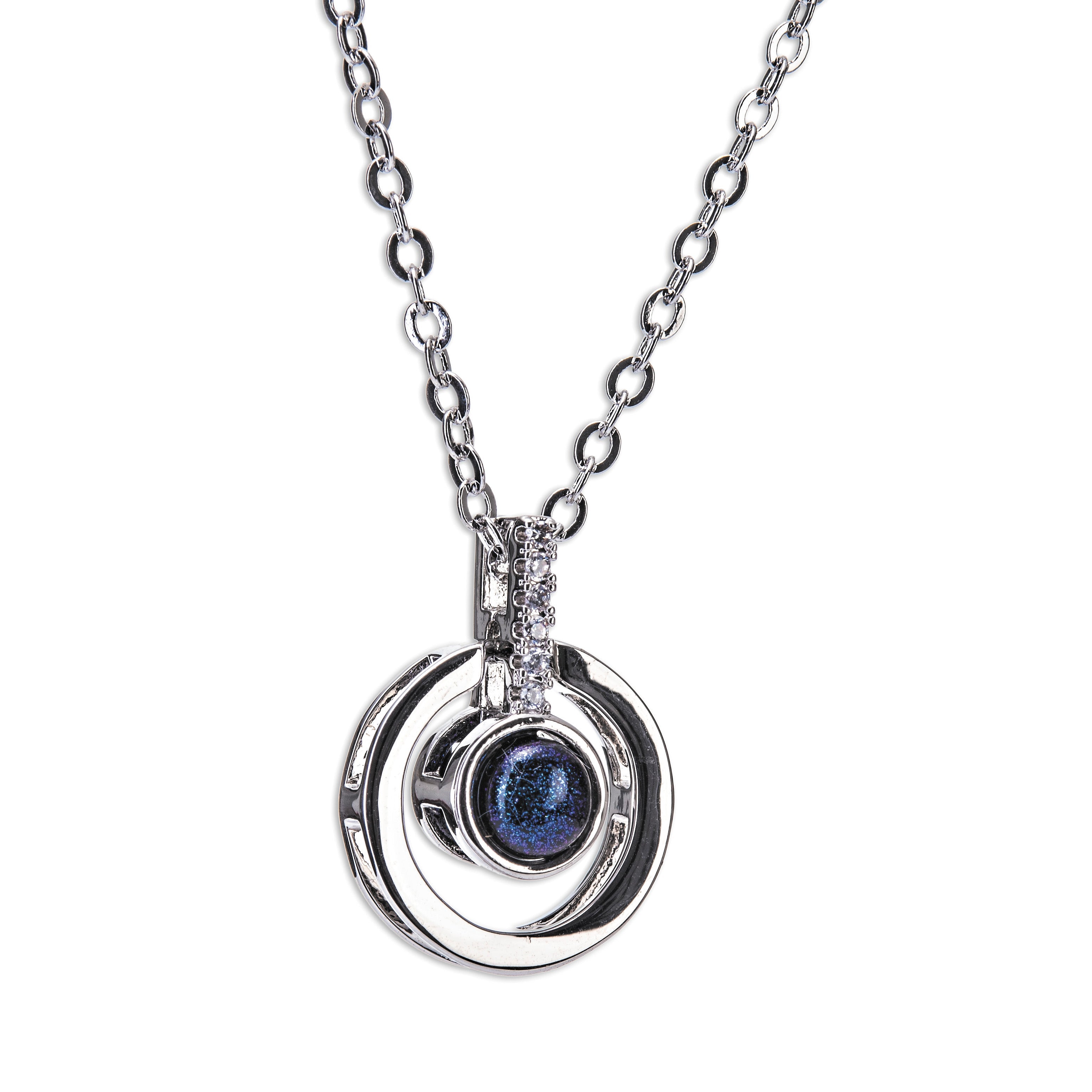 Newgrange Living - Silver Diamante Blue Stone Necklace