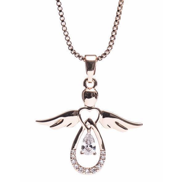Newgrange Living - Rose Gold Guardian Angel Pendant